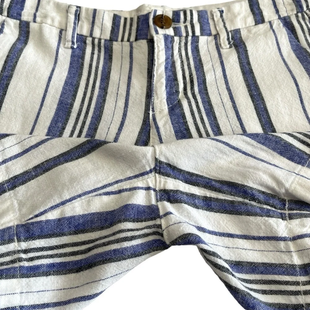 Old Navy Blue Black & White Striped Linen Blend Shorts Size 0